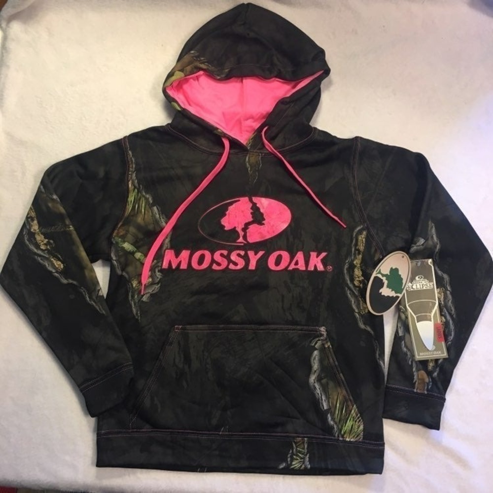 Mossy Oak Break-Up Eclipse Camo Hoodie‎ Womens Small Black Pink New NWT Hunting
